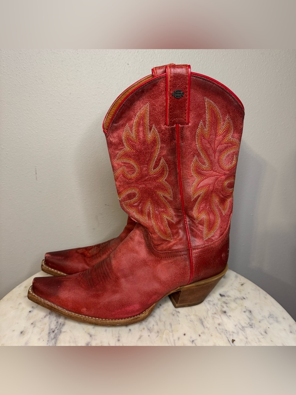 Harley Davidson Cowboy Boots Size 9 Womens red Leather western cowgirl